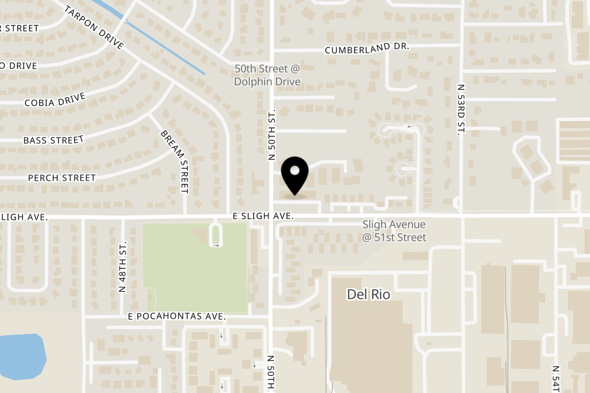 Map showing the location of Torch Grill & Chill on 5008 E Sligh Ave in Tampa